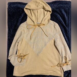 Anama Gold Hooded Sweater with Mesh Detail